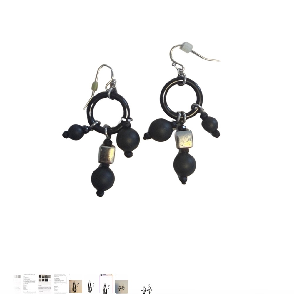 Chico’s Black Multi Strand Statement Necklace Set… - image 2